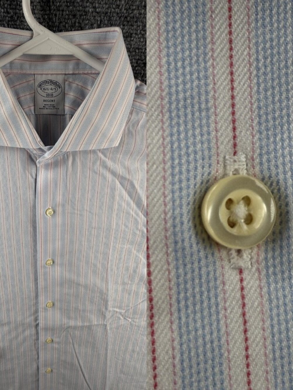 Brooks Brothers Cotton Striped Non-Iron Blue White 16.5 4/5 Regent Long Sleeve